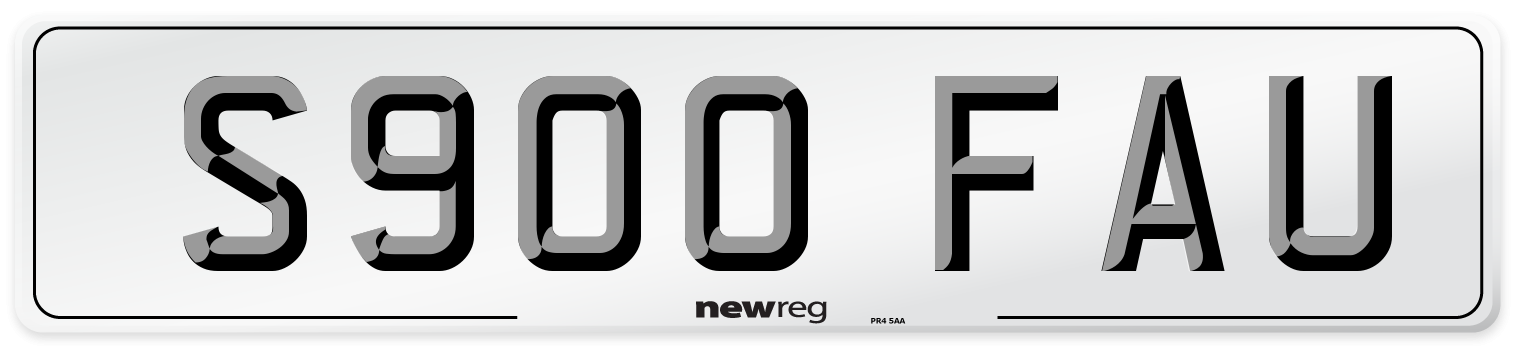 S900 FAU Number Plate from New Reg
